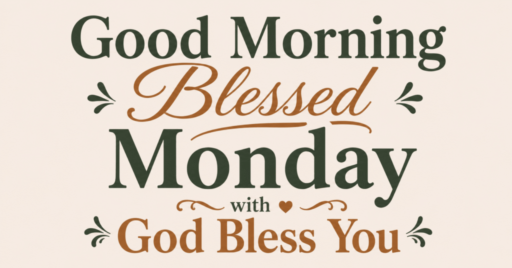 Good Morning Blessed Monday with God Bless You inspirational image