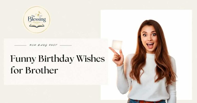 Funny Birthday Wishes for Brother featured image with a cheerful woman holding a card
