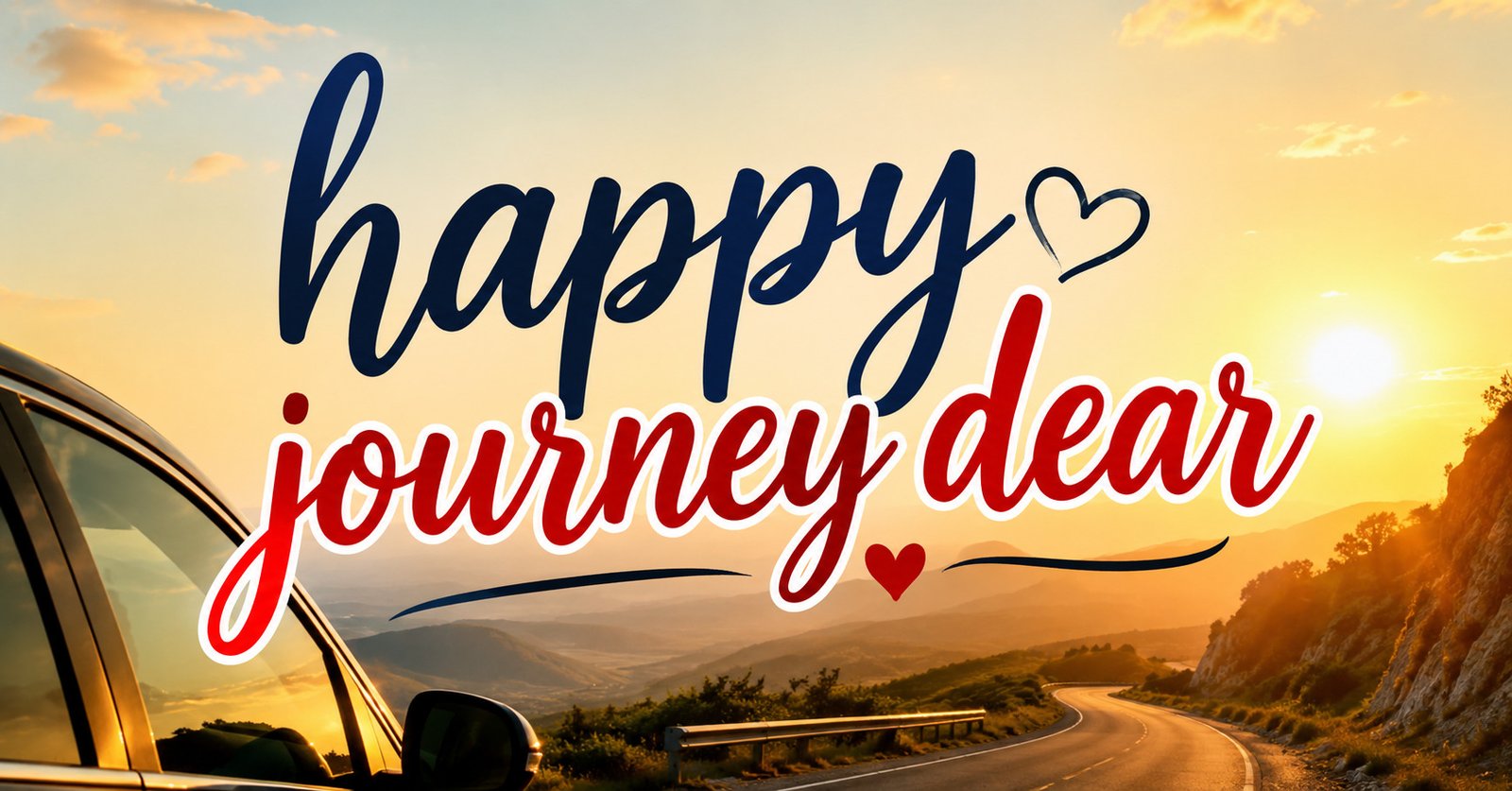 Happy Journey Dear with a beautiful road and sunset